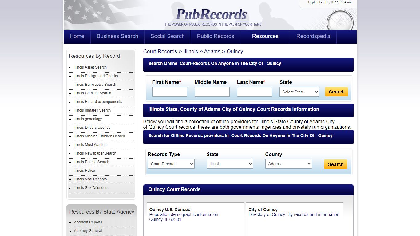 Quincy, Adams County, Illinois Court Records - Pubrecords.com